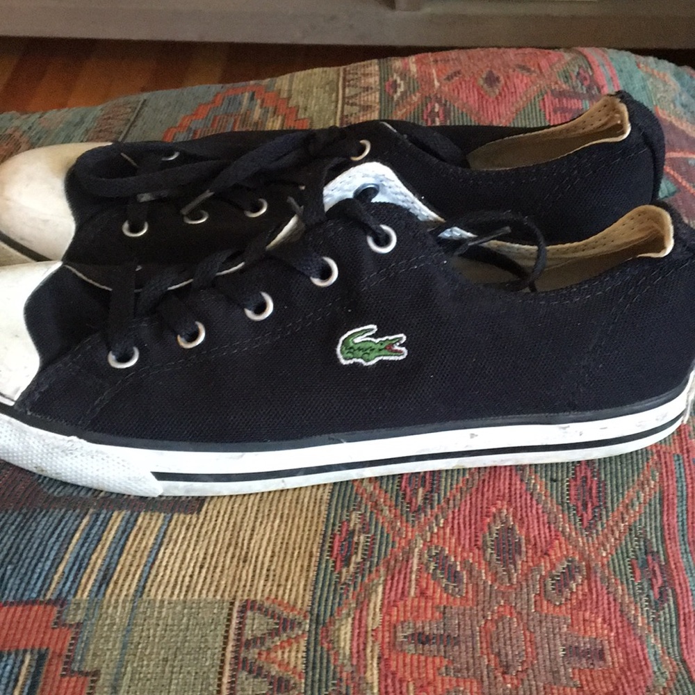 Black Lacoste converse style tennis shoes